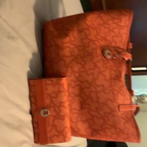 AUTHENTIC TOUS large bag and wallet orange color